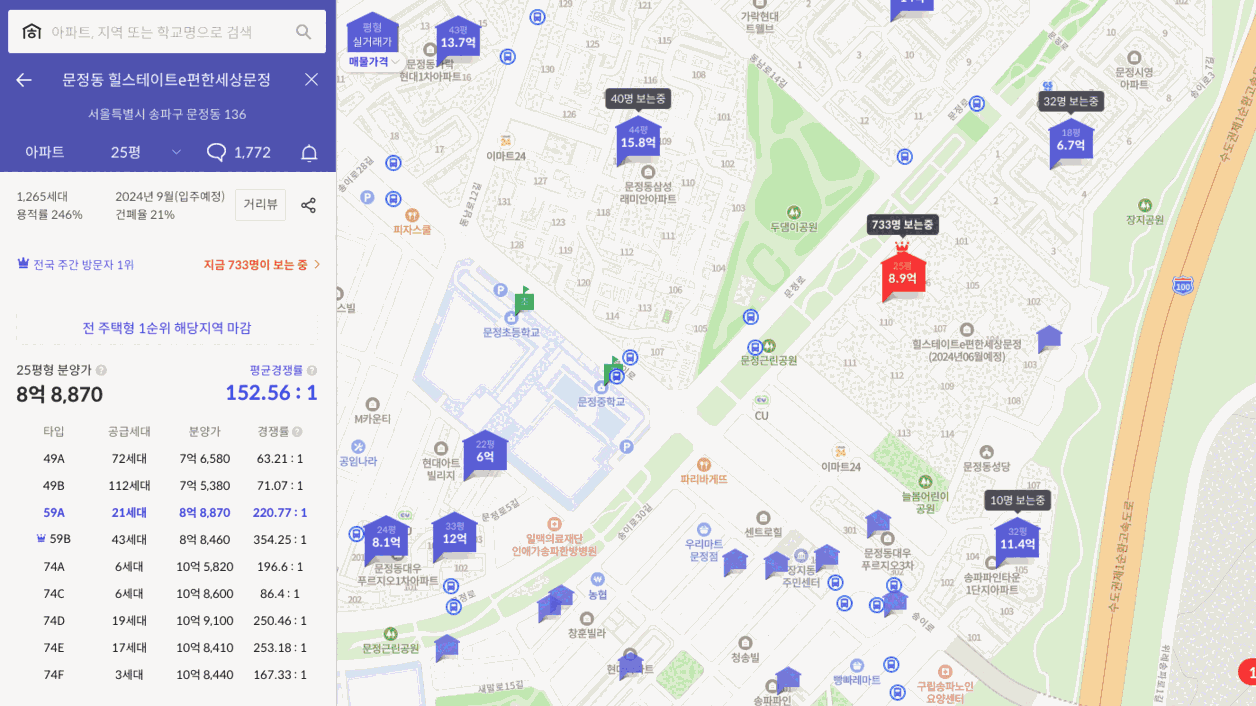 강남 문정 e편한세상 힐스테이트
